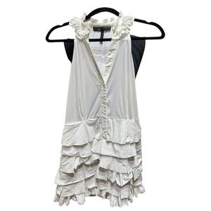 BCBGMaxAzria Pearl White Ruffle Tiered Halter Mini Dress Summer Event Size 6